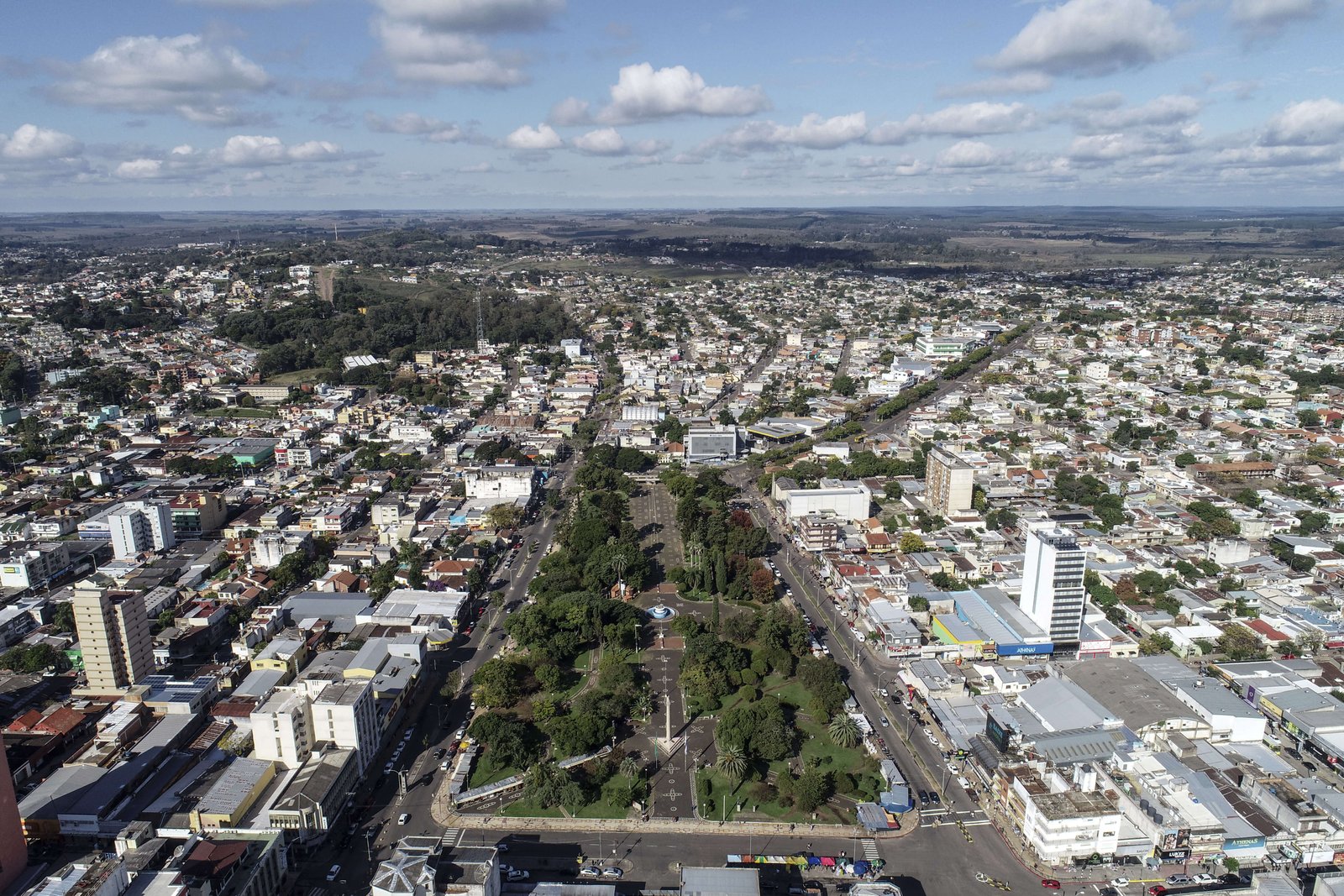 Aerial view of Sant'Anna do Livramento and Rivera — the twin border cities